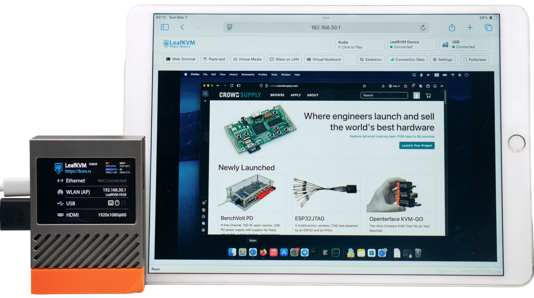 LeafKVM KVM-over-IP device launches with RV1126B platform and touchscreen